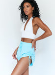 Cinched Tie Side Jersey Shorts Blue