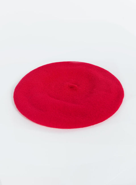 Red beret Soft knit material  Elasticated headband 