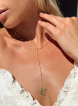 Necklace Gold toned Pearl detail Heart pendant Lobster clasp fastening
