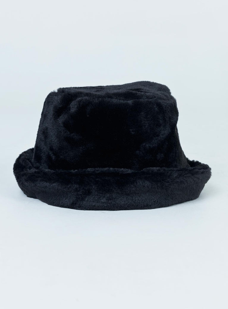 Theo Plush Bucket Hat Black