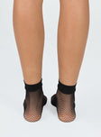 Socks Fishnet design Elasticated cuff Good stretch