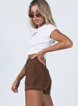 Darby A Line Short Brown Princess Polly mid-rise 