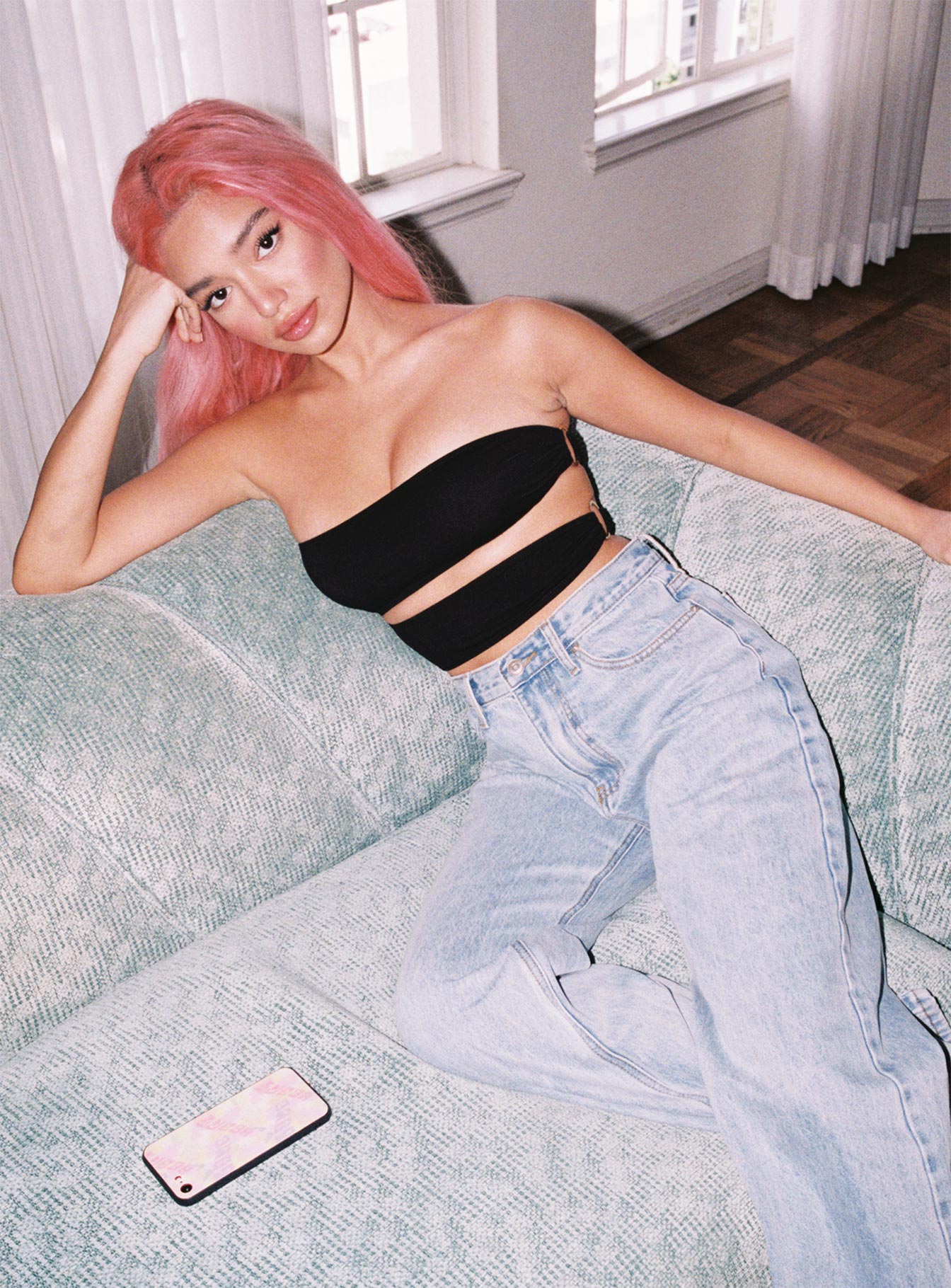 front view of model wearing Princess Polly Crazy In Love Bodysuit Black Sleeveless straight 