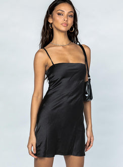 front view of model wearing Princess Polly Marina Mini Dress Black 