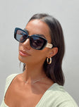 Sunglasses Oversized style Rectangle frame Gold-toned detail on arms Moulded nose bridge Black tinted lenses Lightweight