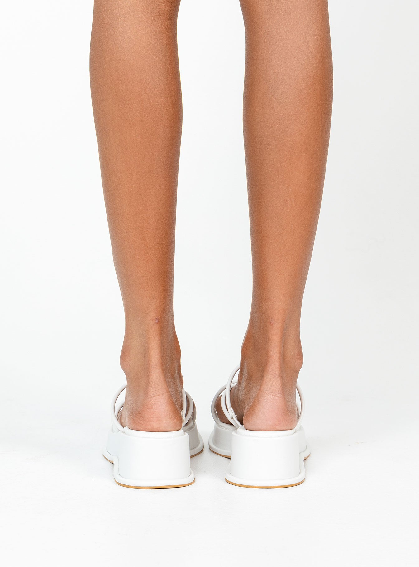 Sandals Faux leather material Strappy upper Platform base Square toe