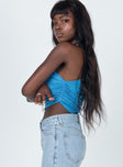 back view of model wearing Princess Polly The Goddess Crop Blue 