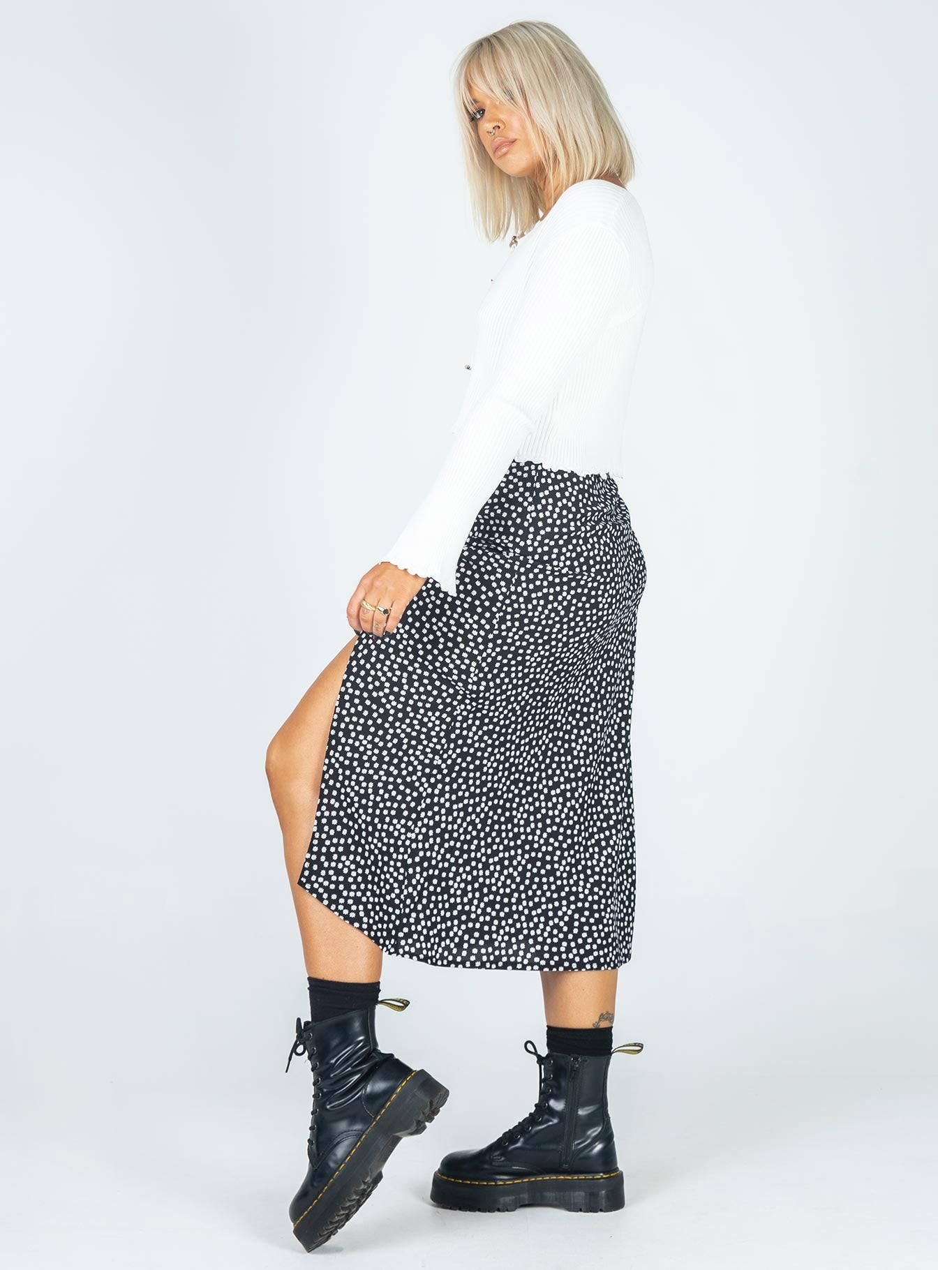 product Mabel Midi Skirt Black/White Princess Polly  Midi Skirts 