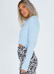 Phoebe Cropped Cardigan Blue Princess Polly  Cropped 