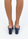Heels Velvet like material Wide strap upper Block heel Platform base