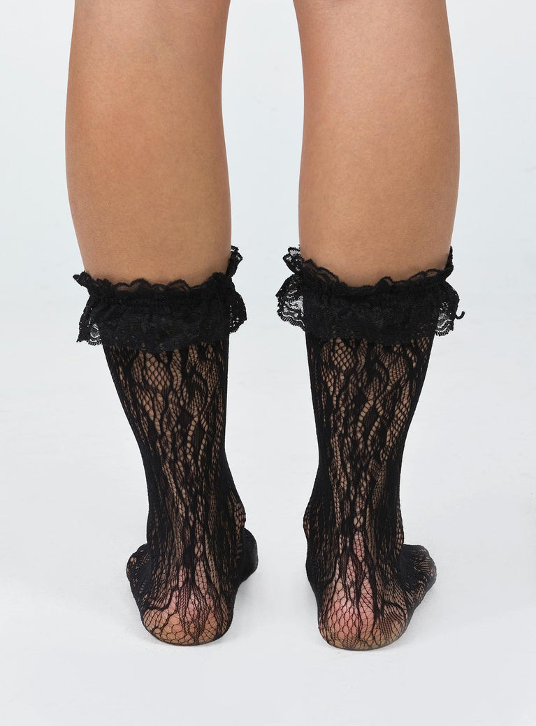 Liani Ruffle Socks Black
