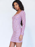 side view of model wearing Princess Polly Marabelle Mini Dress Purple 