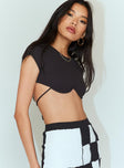 Princess Polly  Becca Short Sleeve Crop Top Black