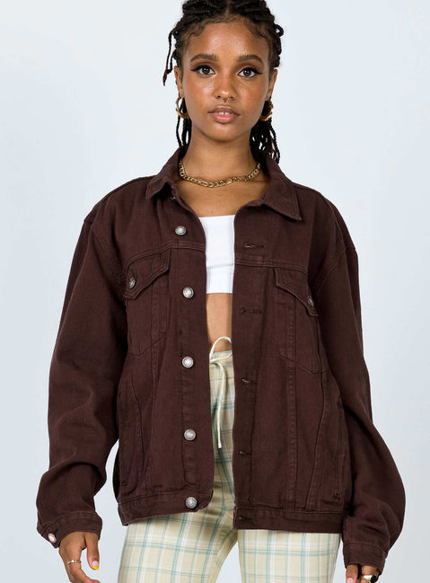 Western Denim Jacket Dark Brown