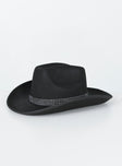 Cowboy hat  Princess Polly Exclusive Felt material  Diamante band  Adjustable rope chin strap  Stiff brim 