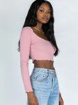 side view of model wearing Princess Polly Leon Top Pink 