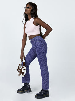 side view of model wearing Princess Polly Love Lounge Denim Jeans Mid Rise 