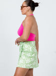   side view of model wearing Princess Polly Kiki Mini Skirt Green 