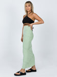   side view of model wearing Princess Polly Oscar Maxi Skirt Sage 