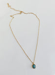 Necklace Gold toned Gemstone pendant Lobster clasp fastening