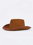 Cowboy hat Felt material  Adjustable rope chin strap  Stiff brim  OSFM 