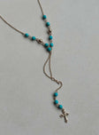Necklace Gold-toned Dainty chain Gemstone & cross detail Lobster clasp fastening