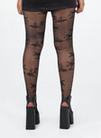 Stockings High waisted fit Floral print Sheer design Hand wash only 
