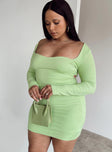 side view of model wearing Princess Polly Nolan Mini Dress Green Curve 