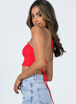 side view of model wearing Princess Polly Matilda Top Red 