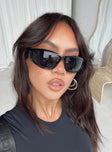 Sunglasses Princess Polly Exclusive 100% PC / UV 400 Wrap around design Light weight frame Black tinted lenses Moulded nose bridge