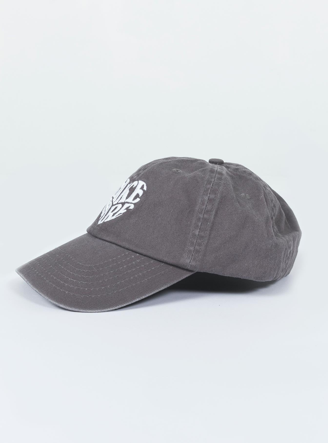 Grey dad cap Embroidered graphic Vintage wash Adjustable back