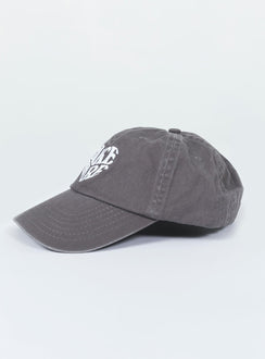 Grey dad cap Embroidered graphic Vintage wash Adjustable back