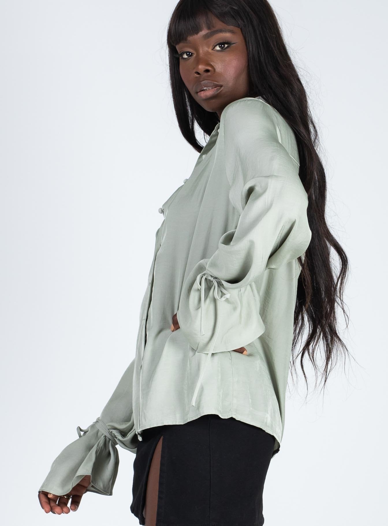 Forbidden Shirt Sage Full Sleeves V-Neck 