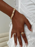 Bracelet pack Gold toned Cuff style Diamante detail Fixed size