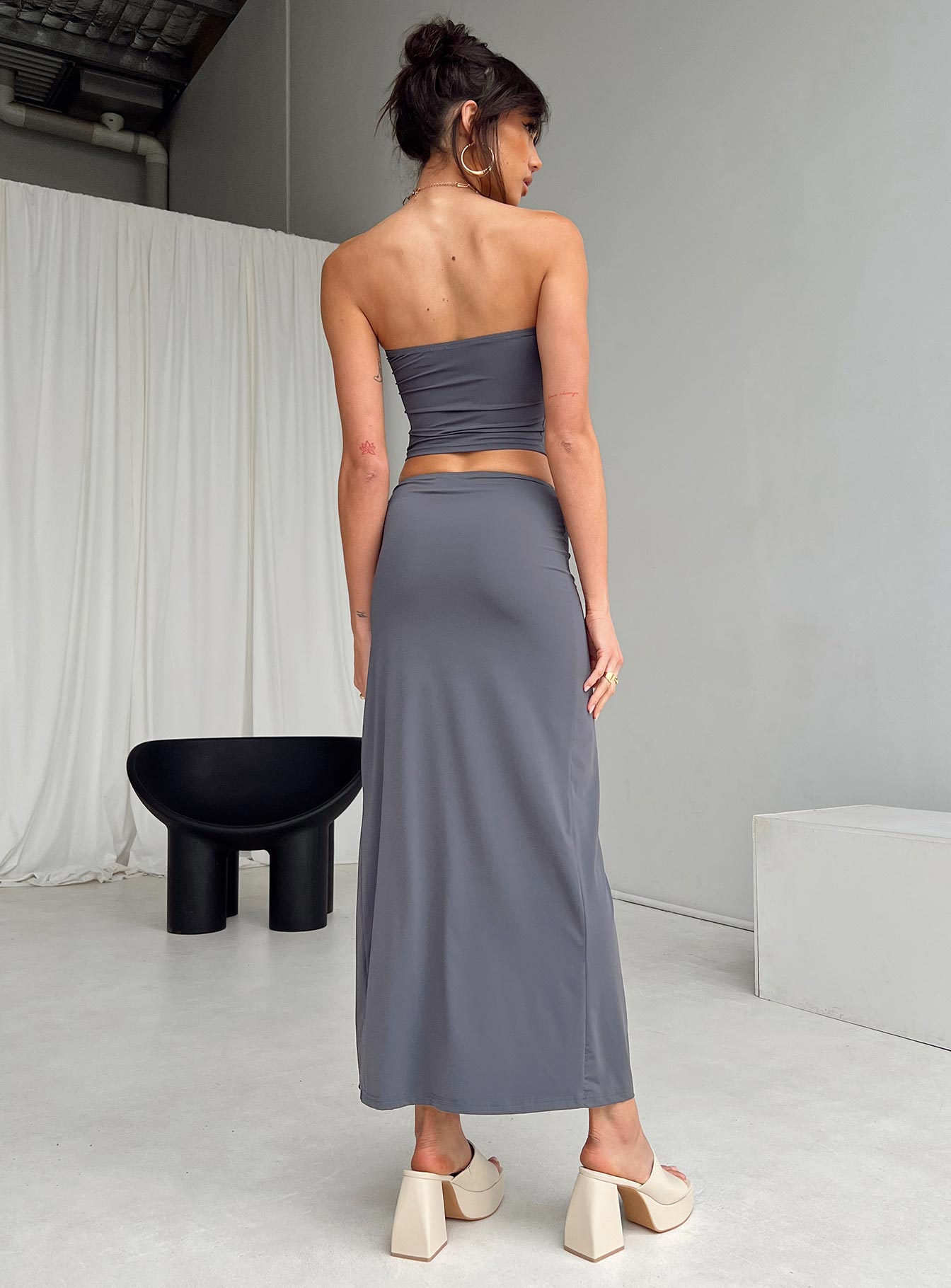 product Lowell Maxi Skirt Grey Princess Polly  Midi Skirts 