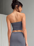 Grey strapless top Elasticated bustband 
