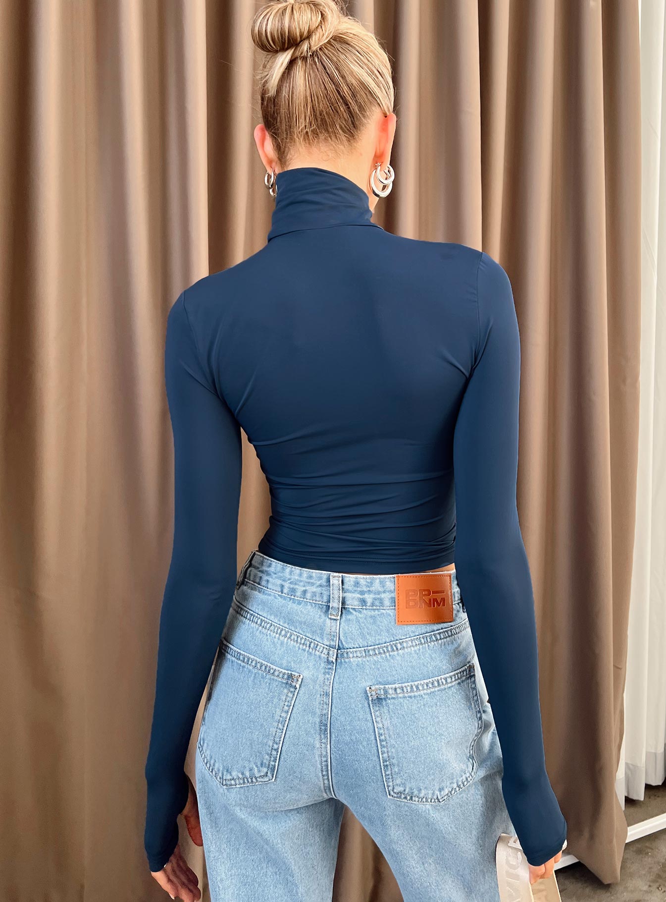 product Princess Polly Full Sleeves High Neck  Elysium Long Sleeve Turtleneck Top Navy