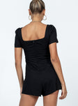 Romper Inner silicone strip at shoulders  Square neckline  Invisible zip fastening at back  Non-stretch
