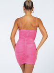 back view of model wearing Princess Polly Evan Mini Dress Pink 