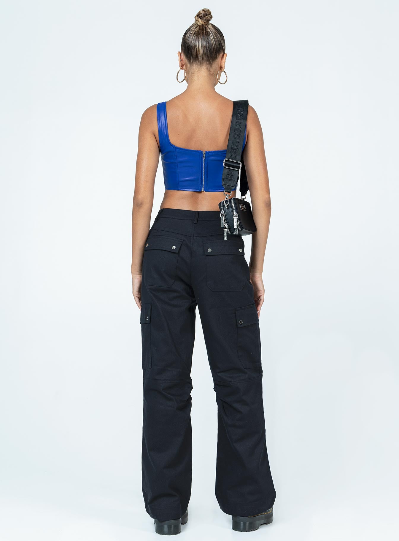 product Princess Polly High Waisted Pants  Fallout Mid Rise Cargo Pants Black