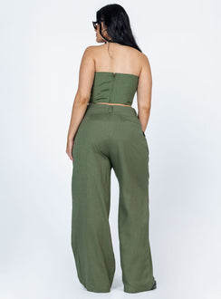 back view of model wearing Princess Polly La Quinta Pant Khaki 
