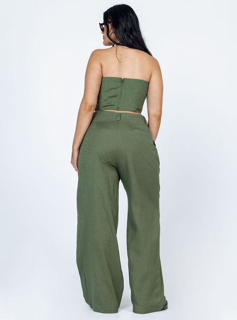 back view of model wearing Princess Polly La Quinta Pant Khaki 