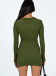 product Princess Polly Asymmetric Neckline  Demit Long Sleeve Mini Dress Khaki