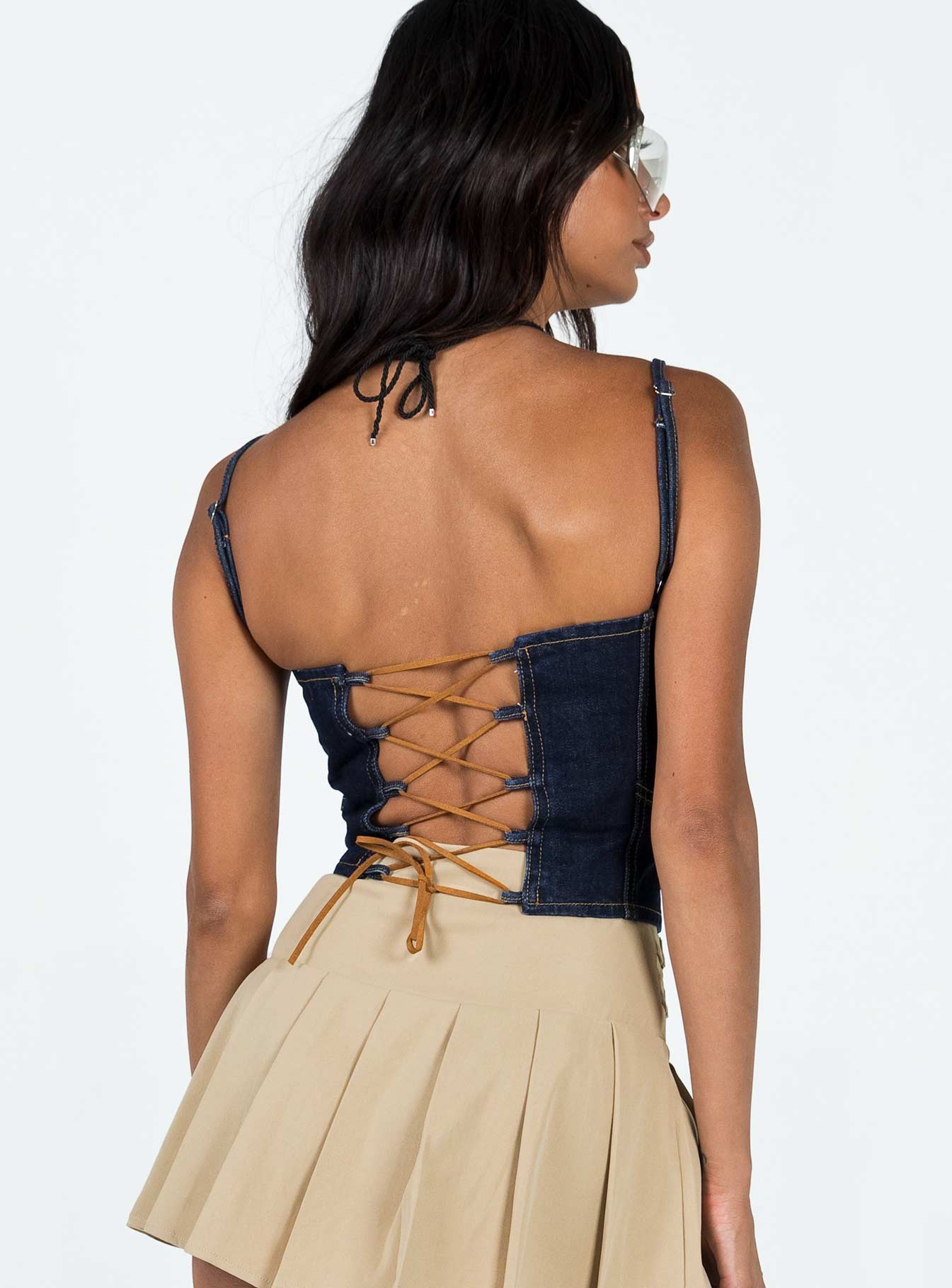 product Princess Polly Sleeveless Sweetheart  Catana Corset Top Denim