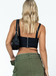 Corset top Fixed shoulder straps  Boning through front  Zip fastening at back  Silver-toned d rings 
