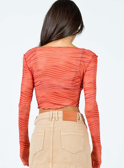 back view of model wearing Princess Polly Keziah Top Orange 