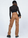 back view of model wearing Princess Polly Seuz Pants Brown 