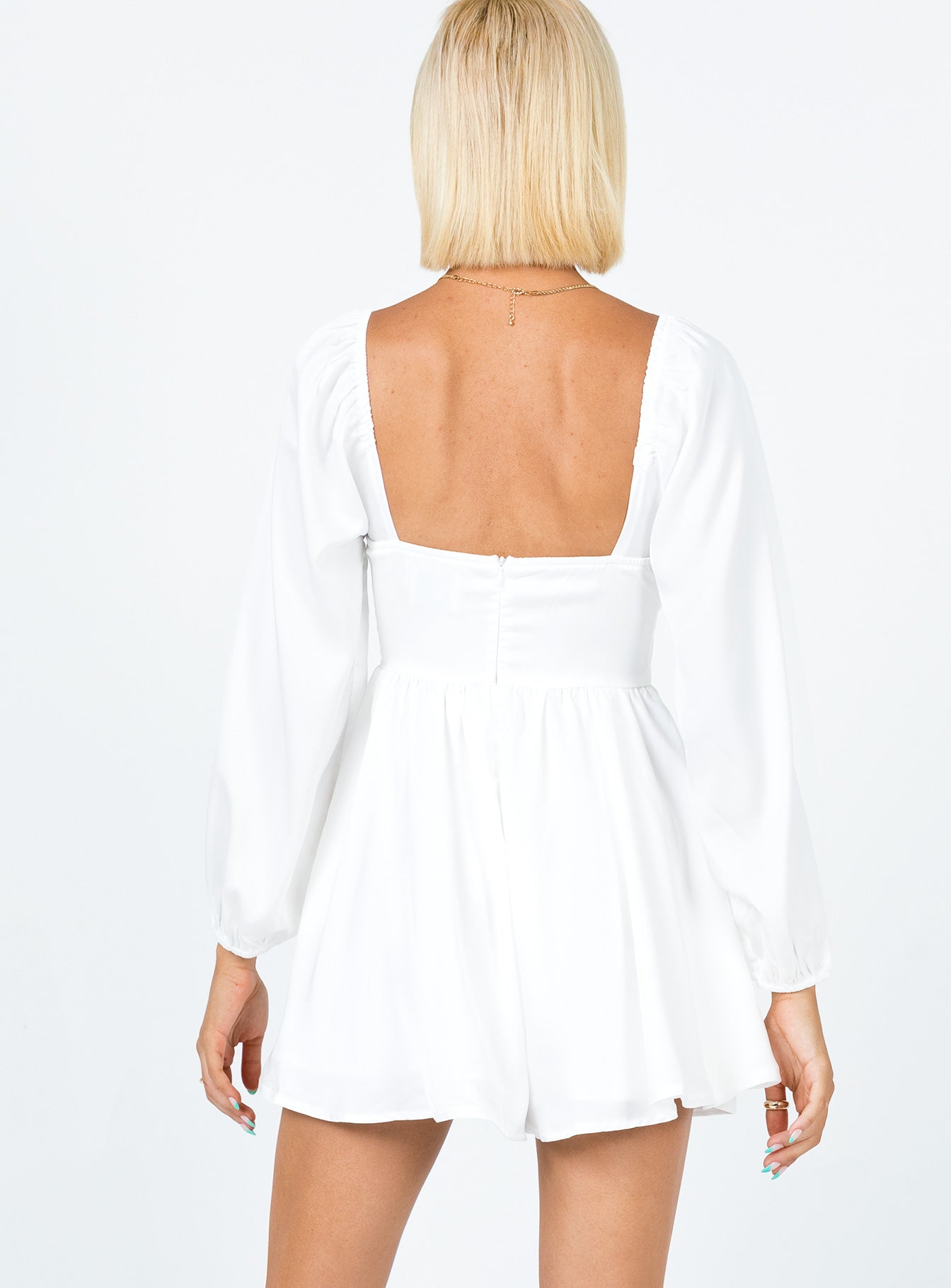 Lillie Long Sleeve Romper White