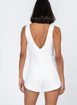 White romper Soft knit material  Delicate material - wear with care  Scooped neckline  Good stretch  Fully lined 
