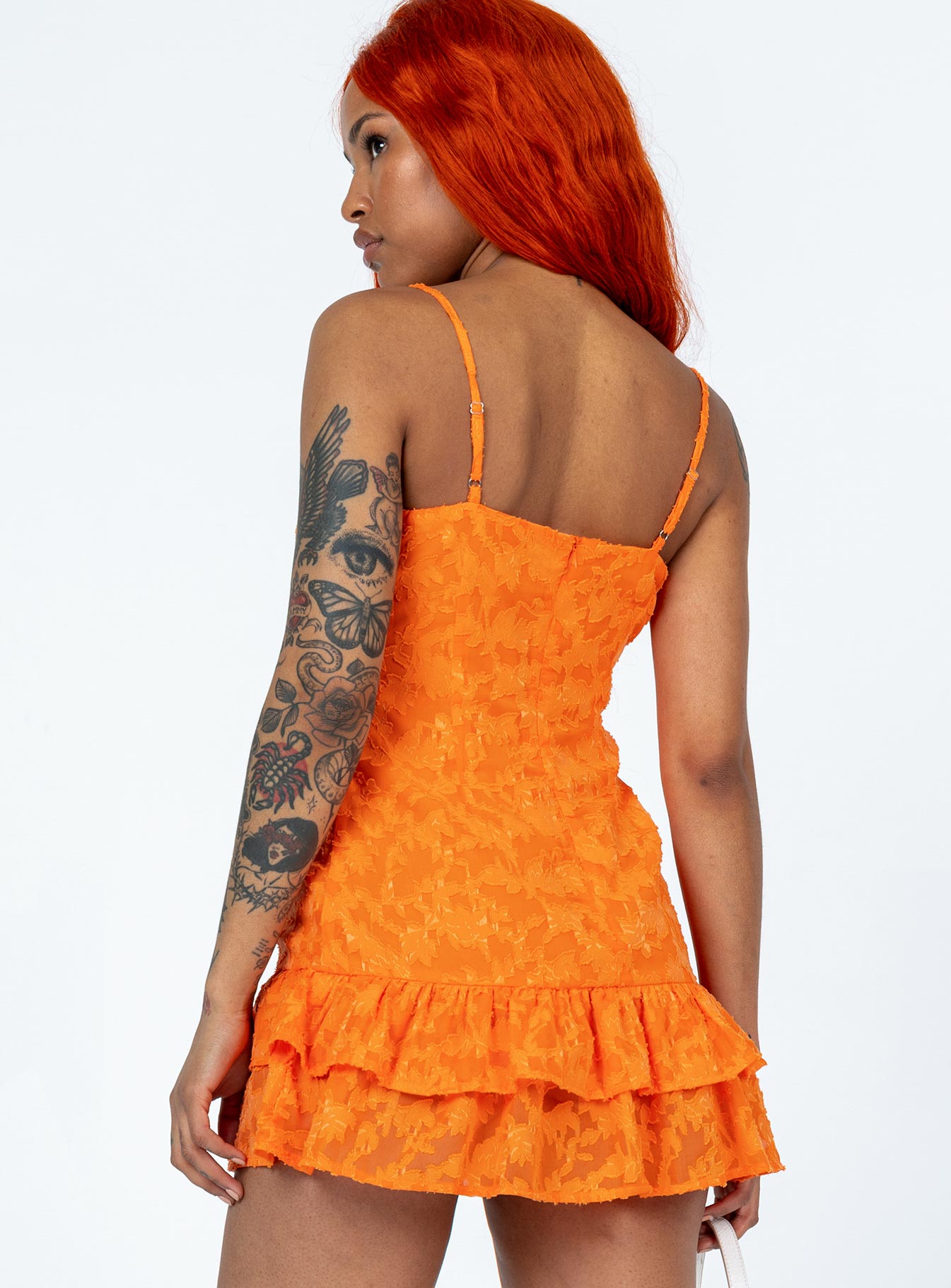 product Princess Polly High Neck  Molina Mini Dress Orange Texture